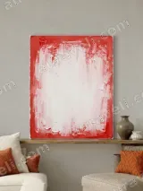 Abstract Red & White Textured Canvas Wall Art for Home Decor – view 4
