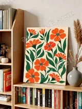 Vibrant Orange Floral Canvas Wall Art for Living Room Home Decor – вид 3