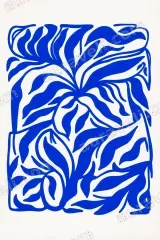 Blue Abstract Floral Canvas Wall Art for Living Room framed modern home decor