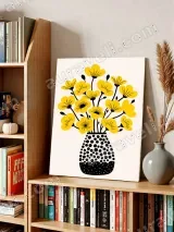 Yellow Floral in Polka Dot Vase Canvas Wall Art for Living Room Home Decor – view 5