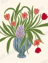 Floral Tulip Hyacinth Vase Canvas Wall Art for Living and framed modern home decor