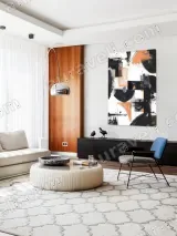 Abstract Geometric Black Orange Canvas Wall Art for Living Room Decor – view 5