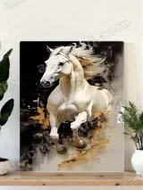 White Horse Running Abstract Canvas Wall Art for Living Room Decor – вид 4