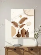 Boho Palm Leaves & Vases Canvas Wall Art for Living Room Home Decor – view 2