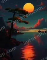 Coastal Sunset Pine Tree Canvas Wall Art for Home Decor wall art print