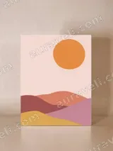 Abstract Sun & Pastel Mountains Canvas Wall Art for Living Room Home Decor – view 4