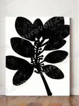 Black Botanical Leaf Silhouette Canvas Wall Art for Living Room Decor – view 2