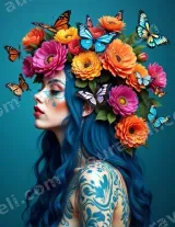 Bohemian Floral Butterfly Woman Canvas Wall Art for Home Decor wall art print
