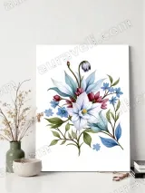 Blue White Red Floral Canvas Wall Art for Bedroom Living Room Home Decor