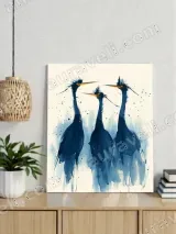 Abstract Blue Herons Canvas Wall Art for Home Decor – вид 3