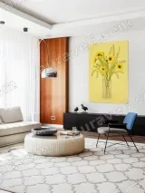 Yellow Daisy Bouquet in Vase Canvas Wall Art for Living Room Home Decor – view 5