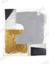 Abstract Geometric Gold Gray Canvas Wall Art for Living modern home decor