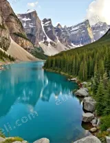 Snow - Capped Mountain Lake Forest Canvas Wall Art for Home Decor living room wall art for modern home decor