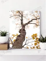Tree Trunk with Yellow Leaves Canvas Wall Art for Living Room Home Decor