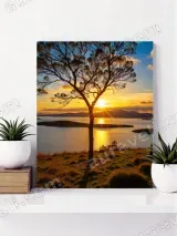 Sunset Tree Over Lake Canvas Wall Art for Home Decor