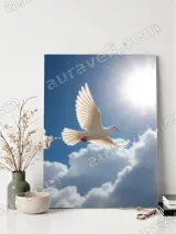 Flying White Dove Sky Clouds Canvas Wall Art for Living Room Home Decor