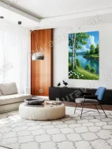 Serene Lake & Birch Tree Landscape Canvas Wall Art for Living Room Bedroom Home Decor – view 5