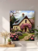 Cottage Rose Garden Canvas Wall Art for Living Room Bedroom Home Decor – вид 4