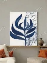 Abstract Blue Botanical Canvas Wall Art for Living Room Home Decor – view 2
