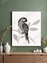 Monochrome Parrot Canvas Wall Art for Living Room Bedroom Home Decor
