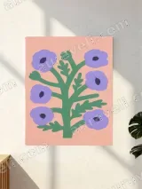 Minimalist Purple Floral Canvas Wall Art for Living Room Home Decor – view 3