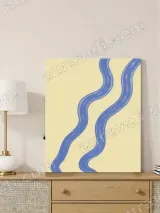 Abstract Wavy Blue Lines Canvas Wall Art for Living Room Home Decor – вид 4