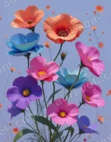 Colorful Cosmos Floral Canvas Wall Art for Living Room framed modern home decor