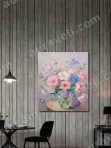 Pastel Floral Bouquet Canvas Wall Art for Living Room Home Decor – view 3