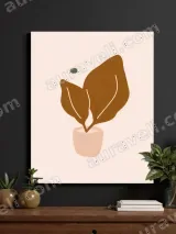 Abstract Botanical Plant Pot Canvas Wall Art for Living Room Decor