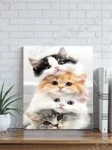 Cute Stacked Kittens Canvas Wall Art for Living Room Home Decor