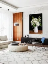 White Floral Bouquet in Pitcher Canvas Wall Art for Living Room Bedroom Home Decor – вид 5
