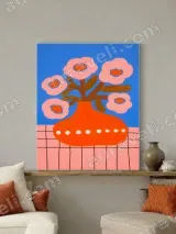 Bold Color Floral Vase Canvas Wall Art for Living Room Home Decor – view 3