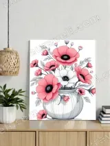 Pink & White Anemone Flowers Vase Canvas Wall Art for Living Room Bedroom Home Decor – view 4