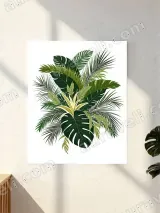 Tropical Monstera & Palm Leaves Canvas Wall Art for Living Room Bedroom Home Decor – view 2
