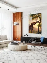 Giraffe Eating Leaves Canvas Wall Art Sunset Safari Home Decor – view 4