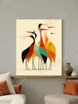 Mid - Century Modern Abstract Crane Canvas Wall Art for Home Decor – вид 3