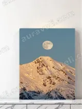 Sunlit Snowy Mountain & Full Moon Canvas Wall Art for Home Decor – view 3