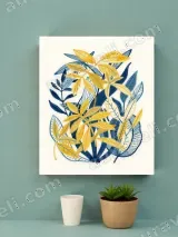 Yellow & Blue Botanical Leaves Canvas Wall Art for Living Room Home Decor – view 4