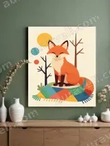 Playful Cartoon Fox Canvas Wall Art for Living Room Home Decor