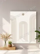 Boho Minimalist Arch & Circle Line Art Canvas Wall Art for Living Room Home Decor – view 4