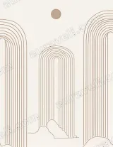 Boho Minimalist Arch Circle Line Art Canvas Wall and for modern home decor