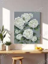 White Hydrangea Floral Canvas Wall Art for Living Room Bedroom Home Decor – view 4