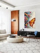 Orange Butterfly Floral Canvas Wall Art for Living Room Home Decor – view 5