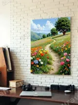 Colorful Countryside Flower Path Canvas Wall Art for Living Room Home Decor – view 4