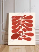 Red Abstract Botanical Canvas Wall Art for Living Room Decor