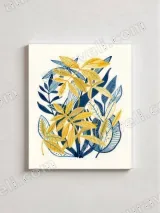 Yellow & Blue Botanical Leaves Canvas Wall Art for Living Room Home Decor – view 2