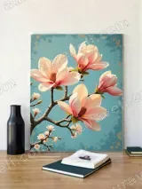Pink Magnolia Floral Canvas Wall Art for Living Room Bedroom Home Decor