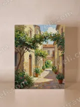 Mediterranean Alley Garden Canvas Wall Art for Living Room Home Decor – view 4