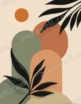 Abstract Botanical Geometric Canvas Wall Art for Living Room framed modern home decor