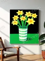 Daffodils in Striped Vase Canvas Wall Art for Living Room Home Decor – view 3